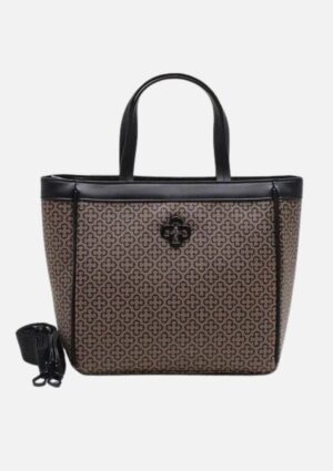 Bolsa Capodarte Feminina De Mão/Transversal Preta e Bege Soft Napa 4604320