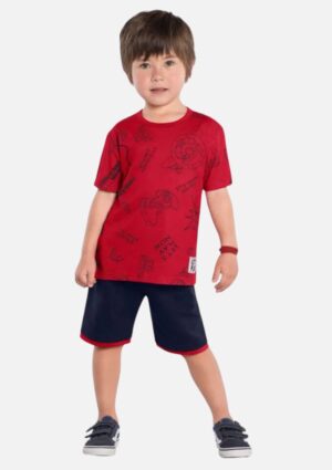 Conjunto Menino Kyly Camiseta E Bermuda Estampa Vamos Jogar