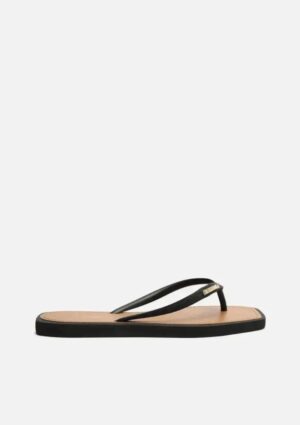 Chinelo Arezzo de Dedo Preto Square Palmilha Marrom
