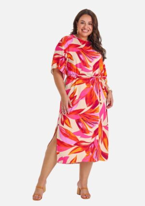 Vestido Mid Manga Curta Plus Size Secret Glam