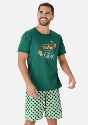 Pijama Curto Masculino Em Algodão Malwee