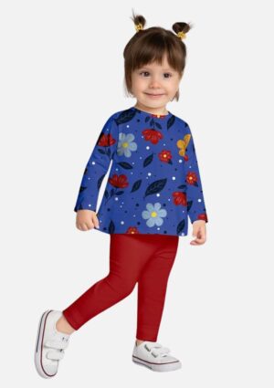 Conjunto Bebê Blusa E Calça Estampa Flores Kyly