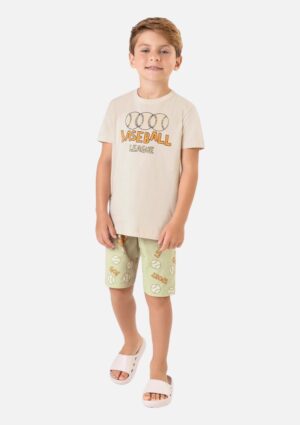 Pijama BaseBall Juvenil Meia Malha Rovi Kids