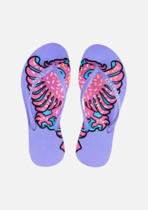 Chinelo Feminino Lilás Com Estampa Rosa Cavalera