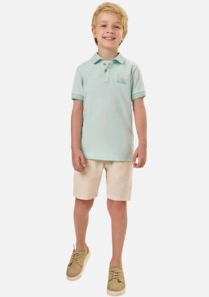 Conjunto de Polo em Piquet e Bermuda em Linho Santorine LucBoo