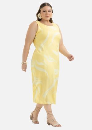 Vestido Plus Size Midi Em Viscose Amarelo Claro Cativa