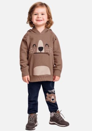 Conjunto Blusa Com Capuz E Calça Moletom Urso Fakini