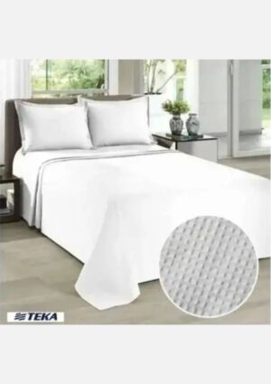 Kit Colcha Casal Piquet Teka Gênova Branco 100% Algodão