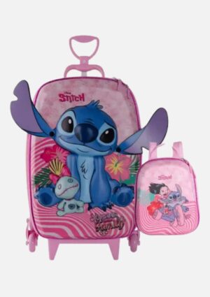 Kit Mochila De Rodinhas com Lancheira Lilo e Stitch