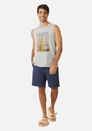 Regata Masculina Estampada Meia Malha De Algodão Malwee
