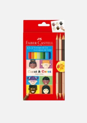 Lápis de Cor 12+3 Cores Ecolápis Caras e Cores Faber-Castell