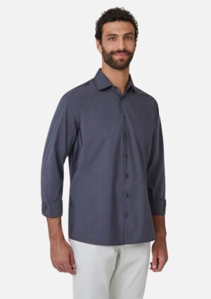 Camisa Masculina Wrinke Free Fio a Fio Cinza Dudalina