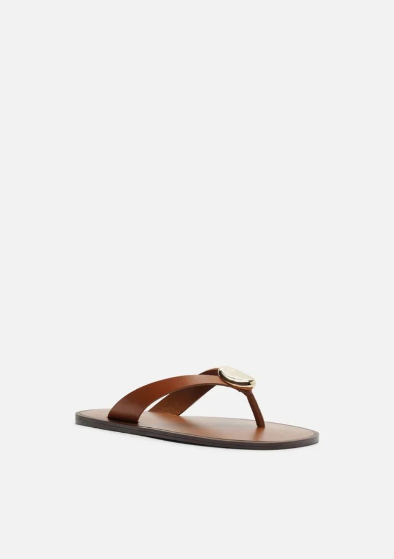 Rasteira De Couro Flip Flop Metal Arezzo - Imagem 2