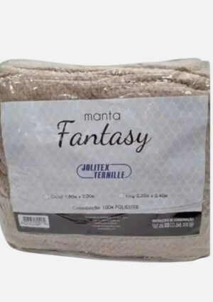 Manta  Fantasy Jolitex Jacquard Casal - Bege