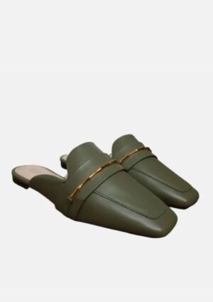 Sapato Sua Cia Mule Verde Oliva Detalhe de Bamboo