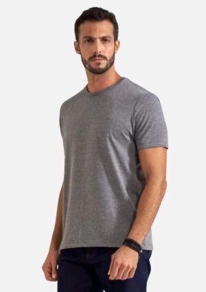 Camiseta Masculina Básica De Algodão Cinza Oyhan