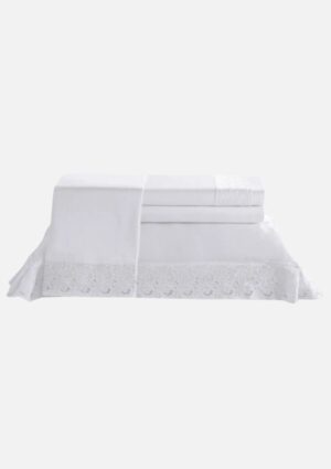 Jogo de Cama com Renda 4 Peças Percal 300 Fios King Buettner Branco