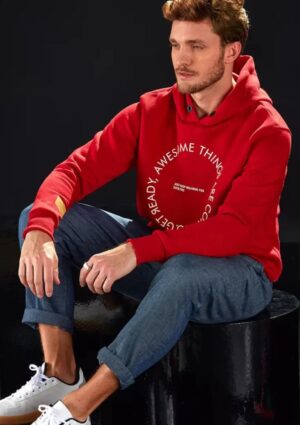 Blusão Masculino Moletom Vermelho Com Capuz FBR