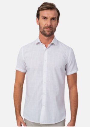 Camisa Masculina Flamê Social Com Manga Curta Resumo