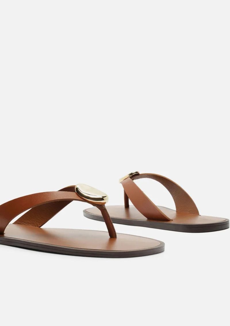 Rasteira De Couro Flip Flop Metal Arezzo - Imagem 4