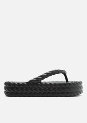 Sandália Arezzo Preta Flatform Marrocos Mid
