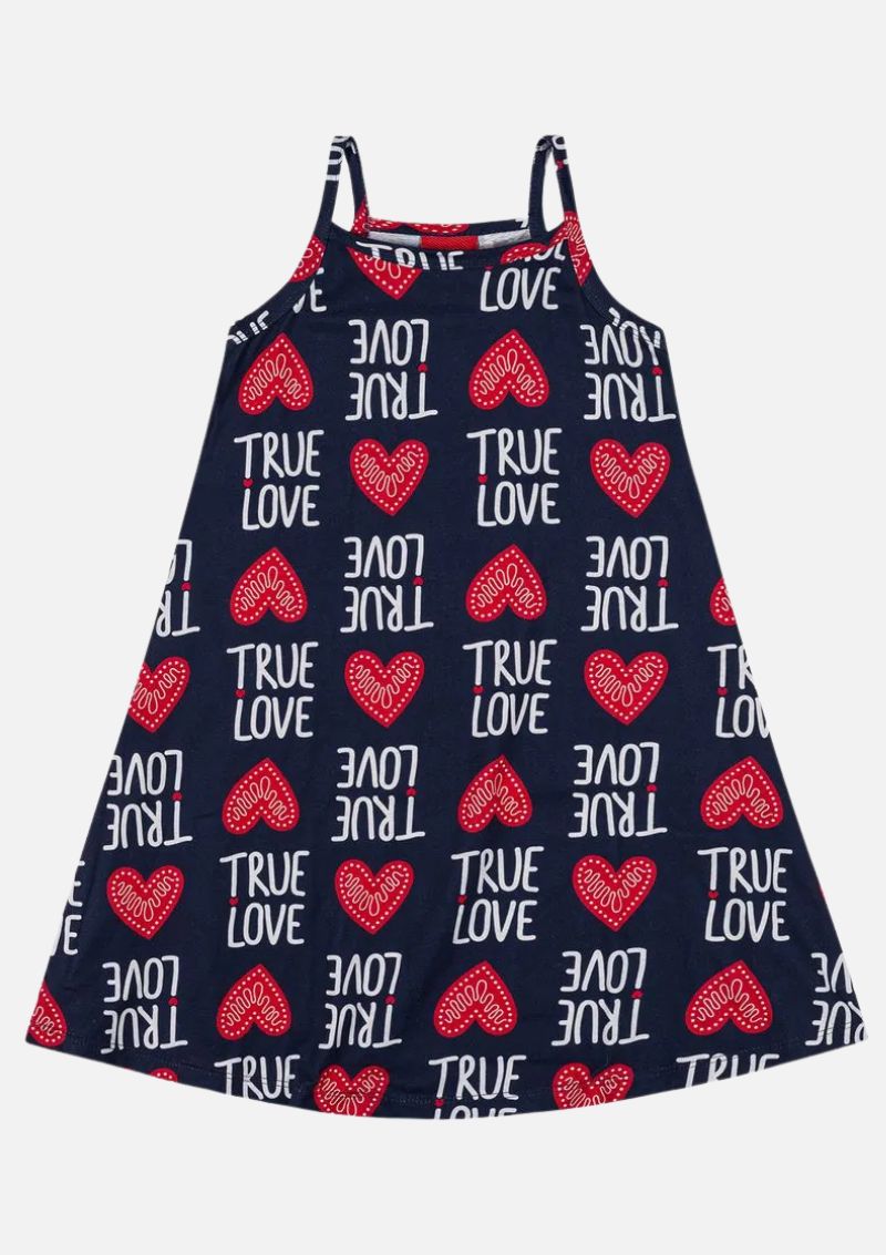 Vestido Kyly Juvenil Estampado Com Corações De Algodão - Imagem 2