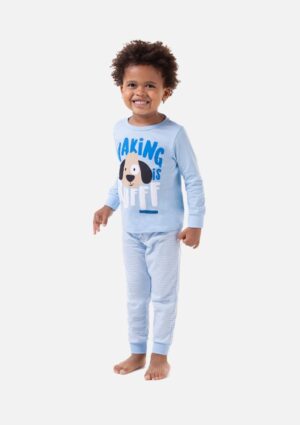 Pijama de Inverno De Cachorrinho Azul Céu Estrelado
