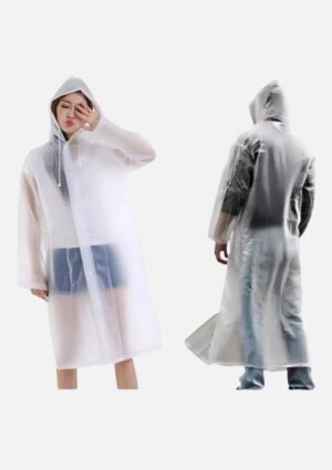 Capa De Chuva Impermeável Grossa Longa Capuz Transparente