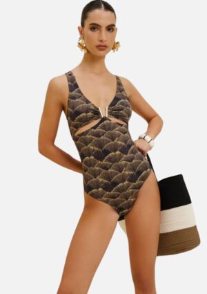 Maiô Morena Rosa Decote V Amarração Costas Verde