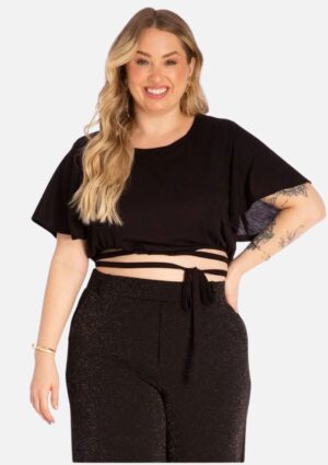 Blusa De Manga Curta Em Tricot Flamê Lisamour