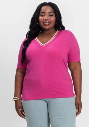 Blusa Manga Curta Pluz Size Secret Glam Rosa