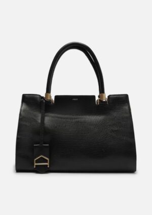 Bolsa  Arezzo Tote Preta Couro Abraccio 2.0 Grande