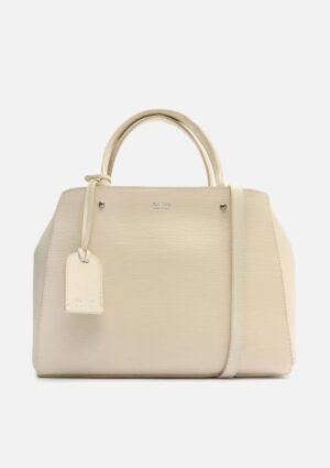 Bolsa Arezzo Tote Off-White Couro Wave Bella Média