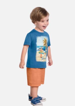 Conjunto Verão Menino Praia Kyly Camiseta e Bermuda