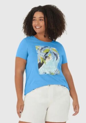 Camiseta Malwee Feminina Plus Size Saint Barts Caribe