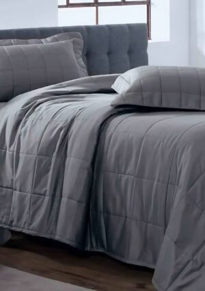 Colcha Queen 300 Fios Kacyumara Square 03 Peças Silver