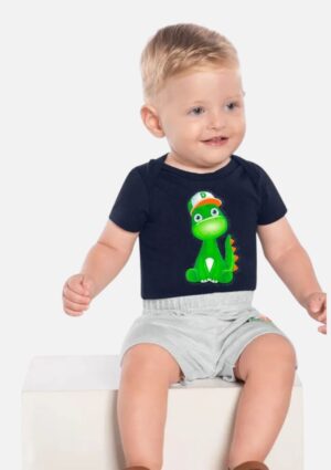 Conjunto Body Dino Alto Relevo Bermuda Moletinho Kyly