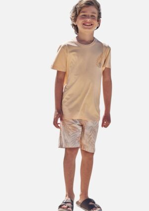 Conjunto de Camiseta e Bermuda em Moletom Linho LucBoo
