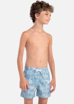 Shorts Infantil Menino Casual Estampa Floral Pixels Azul Claro Tal Pai Tal Filho Mash