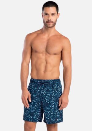 Shorts Masculino De Praia Estampado Cardume Azul Marinho Tal Pai Tal Filho Mash