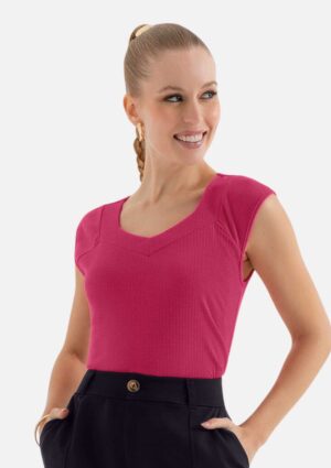 Blusa Feminina Clássica Com Decote Em V Cativa