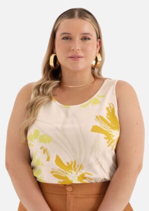 Regata Plus Size Básica E Estilosa Cativa Bege