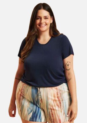 Pijama Recco De Shorts Midi De Microfibra