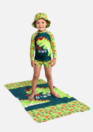 Conjunto De Banho Menino Dino Sunga + Camiseta Fps 50+