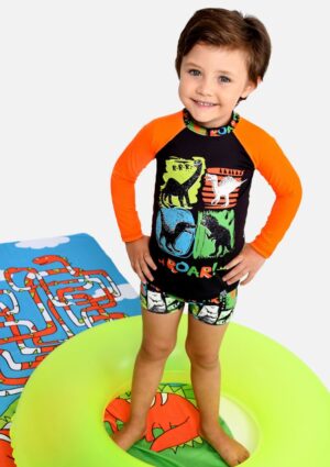 Conjunto De Banho Marujos & Sereias Infantil Dinossauro Proteção UV FPS 50+