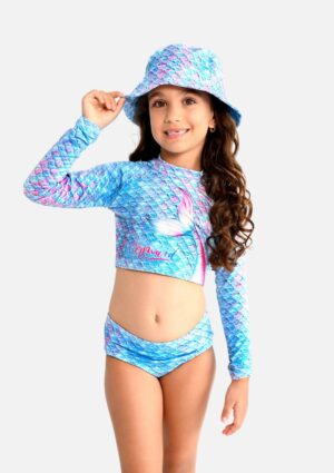 Conjunto De Banho Marujos & Sereias Infantil Estampa Sereia Proteção Uv50+