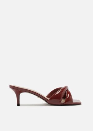 Sandália Mule Arezzo Vermelho Salto Médio Tiras Maxi