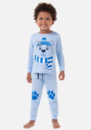 Pijama de Inverno Azul De Ursinho Céu Estrelado
