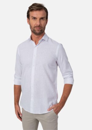 Camisa Masculina De Linho E Algodão Com Manga Longa Resumo