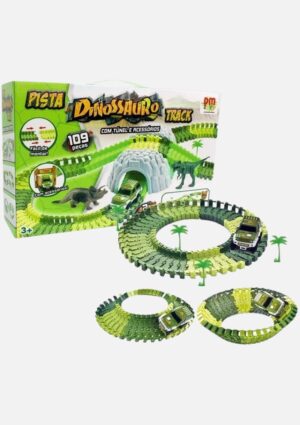 Pista Dinossauro Track Com Túnel Carrinho E 2 Dinossauros